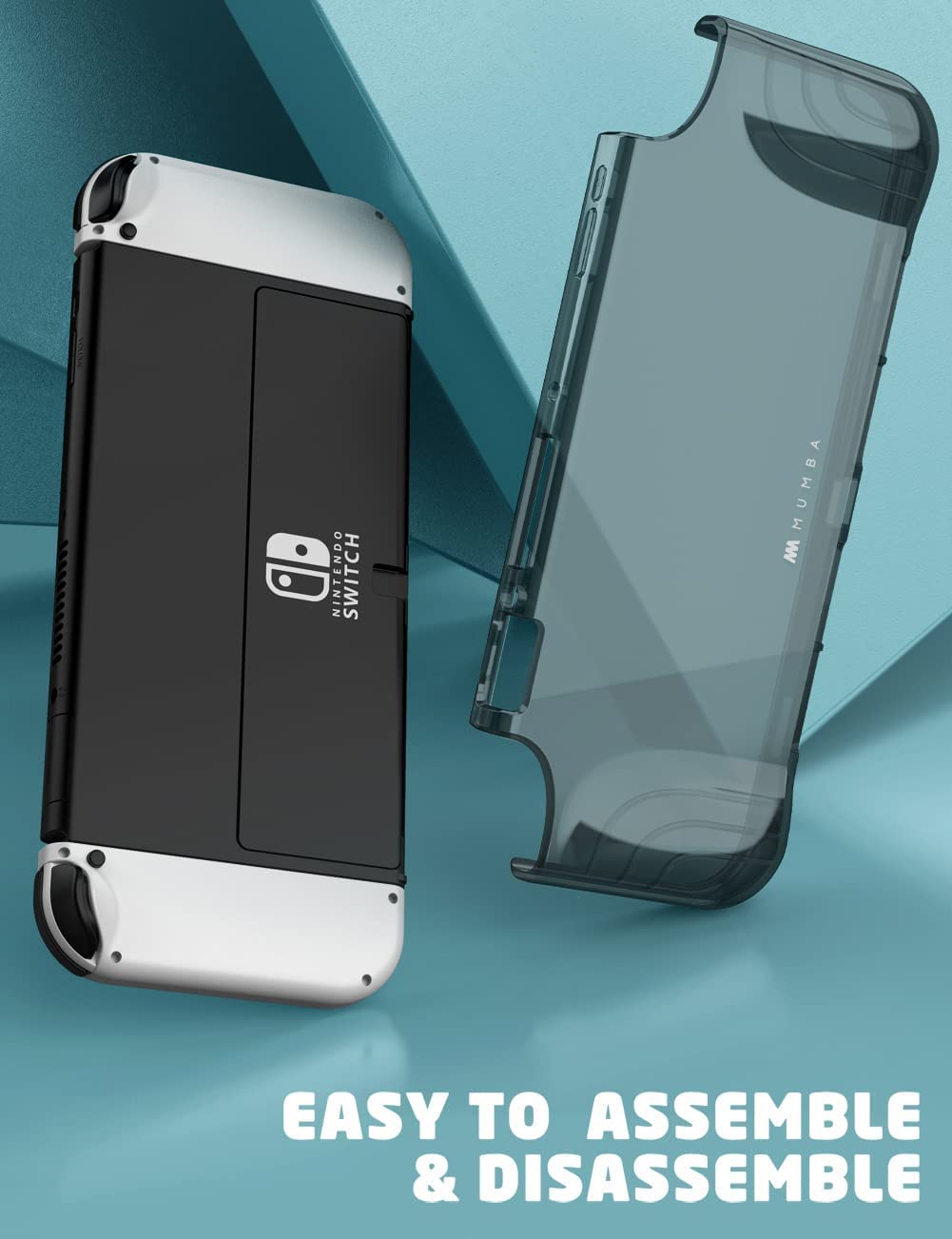 Mumba Case for Nintendo Switch OLED 2021, [Thunderbolt Series] Protective Clear Cover with TPU Grip Compatible with Nintendo New Switch OLED 7 Inch Console and Joy-Con Controller (FrostBlack)