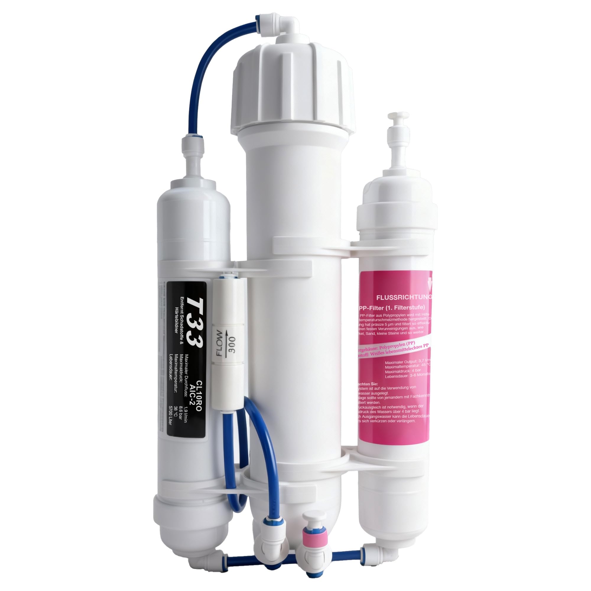 NatureHolic Umkehrosmoseanlage 280 - Aquarium Osmoseanlage mit 280 Liter pro Tag - 98-99% Salzrückhaltevermögen - stromlos für Garnelen und Weichwasser - inkl. Membran, Filter und Schläuche