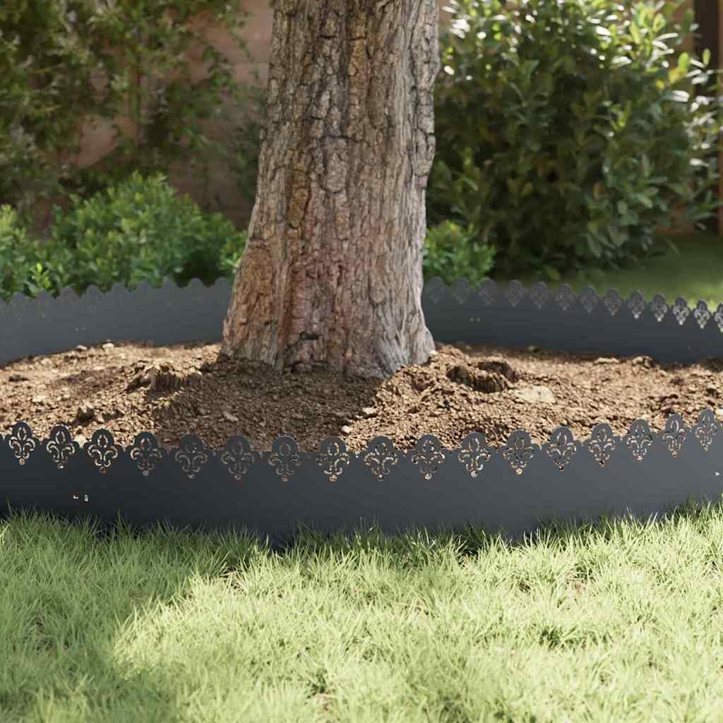 Lot de 10 bordures de pelouse en acier anthracite - 103 x 0,05 x 22 cm - Bordure de jardin flexible pour pelouse et parterres de fleurs