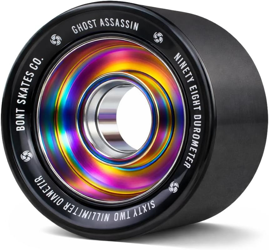 Bont Ghost Assassin Aluminum Hub Roller Skate Wheels, Indoor Jam & Speed, 62mm 98A, Set of 8, Black