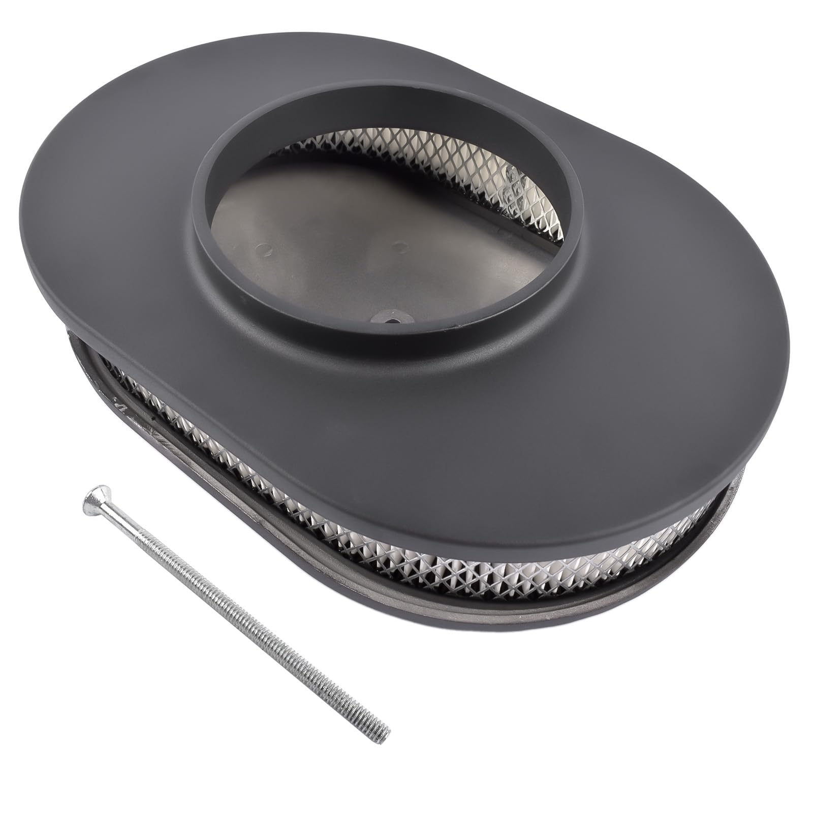 Filtro de aire ovalado de 12 pulgadas de aluminio negro de repuesto para carburadores de 5-1/8 pulgadas