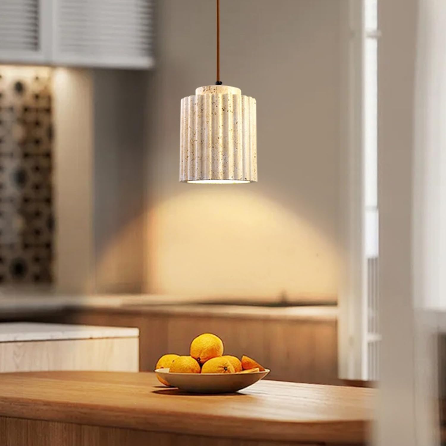 Lampadario in travertino naturale Illuminazione domestica Lampada