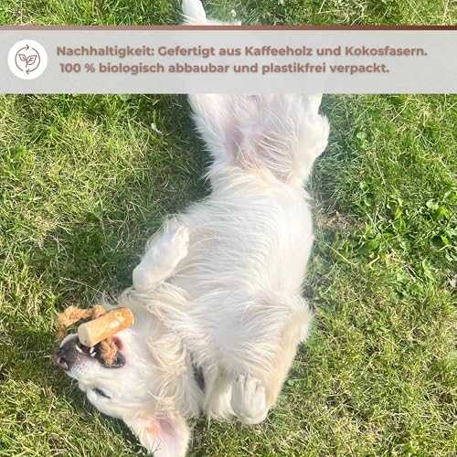 Zoys® Kaffeeholz Kokosseil M – Natürlicher Kauartikel & Zerrspielzeug für Hunde 15 kg – Koffeinfrei, splitterarm – Unterstützt Zahnreinigung – Robust nachhaltiges Hundespielzeug