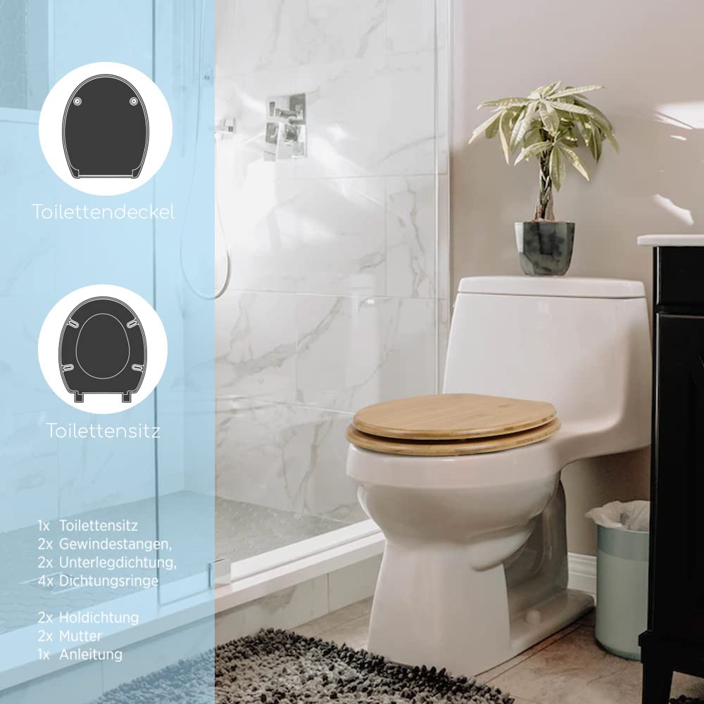 Bath4U Bambus Toilettendeckel | mit Absenkautomatik | Nachhaltige Klobrille  | aus hochwertigem Bambus-Holz fr maximalen Komfort | Stabil und belastbar  bis 150 kg : Amazon.de: Baumarkt