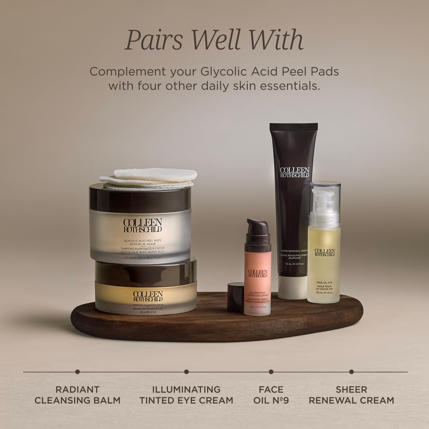 Colleen Rothschild Almohadillas de ácido glicólico con agave azul, tratamiento facial suave con fuerza de spa para rejuvenecer, iluminar, suavizar y exfoliar la piel