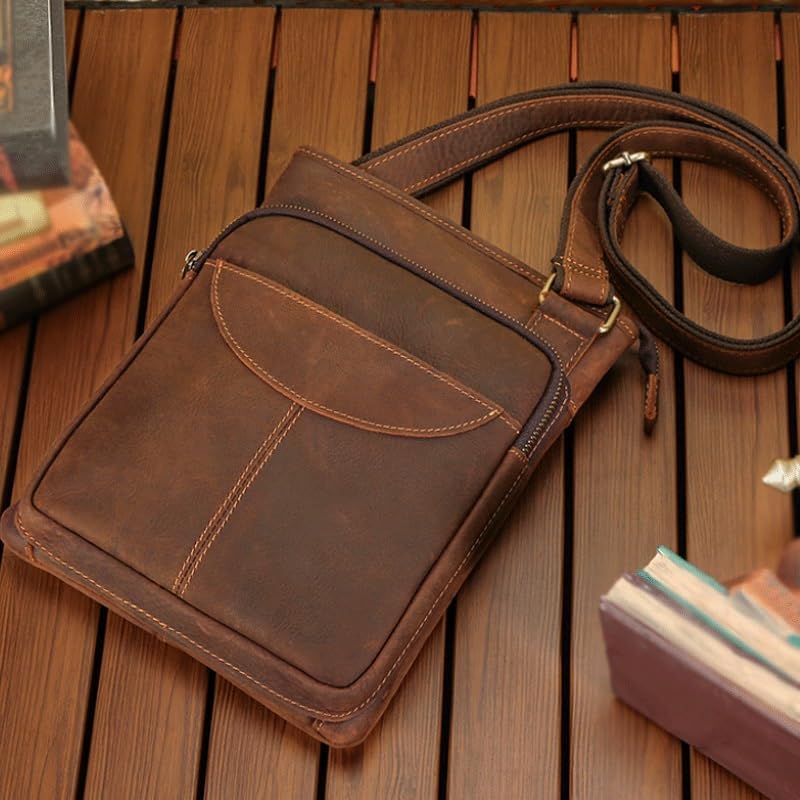 Leather Single Shoulder Bag for Men Casual Commuting Crossbody