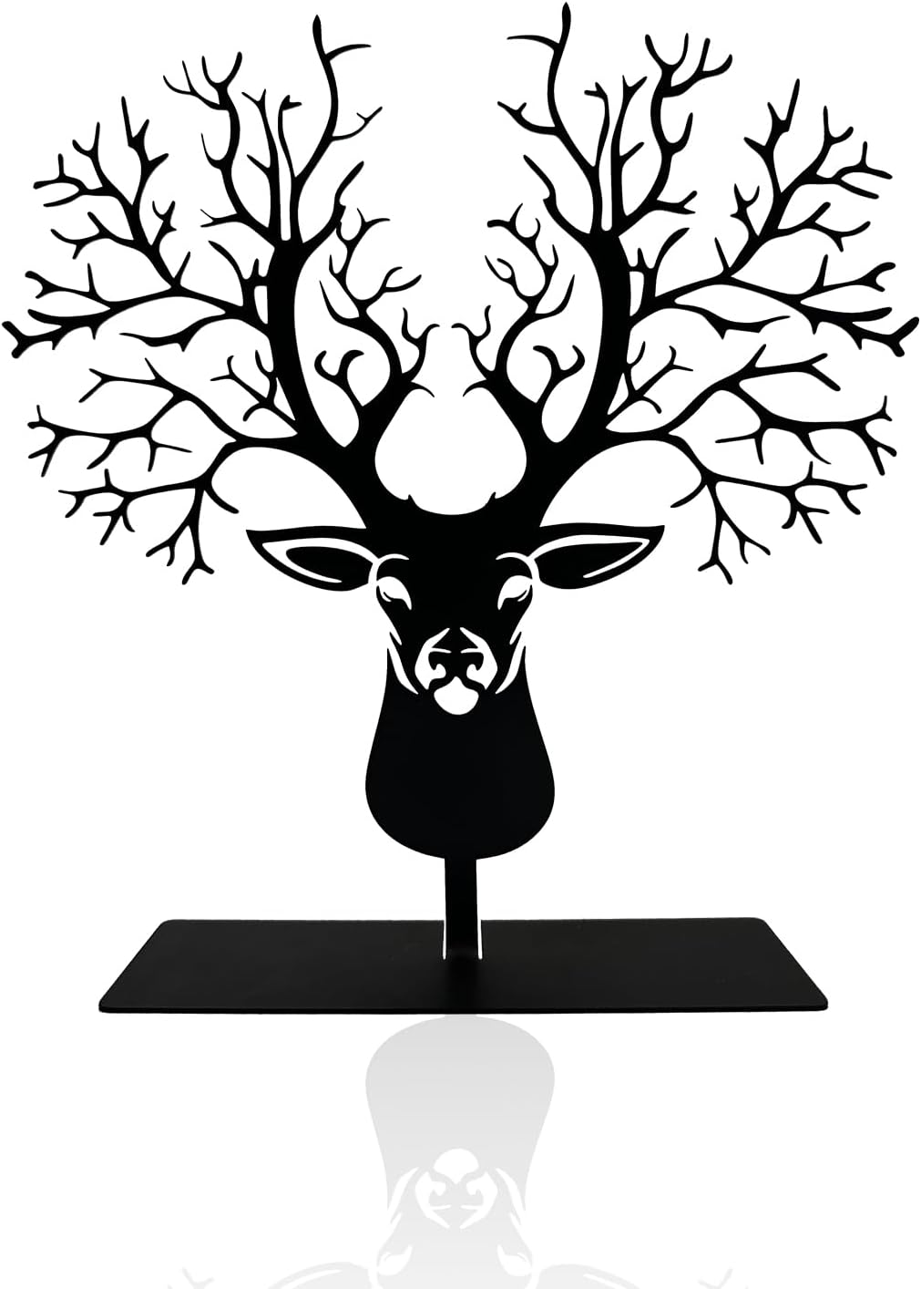 Metal Deer with Tree Antlers Table Top Decor, Tabletop Deer Christmas Decor, Wildlife Decorations, Rustic Woodland Accent, Nature Artwork, Living Room Bookshelf Decor