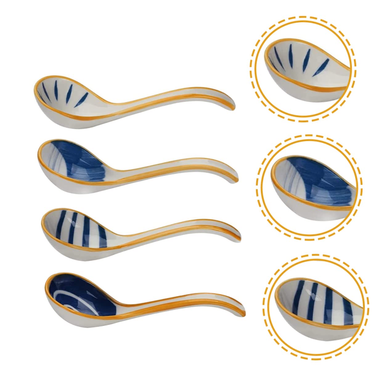 BESTonZON Lot De 8 Cuillères à Soupe Asiatiques - Cuillère à Soupe Chinoise - Cuillère à Soupe - Cuillères à Nouilles Ramen Pour La Maison - Vert