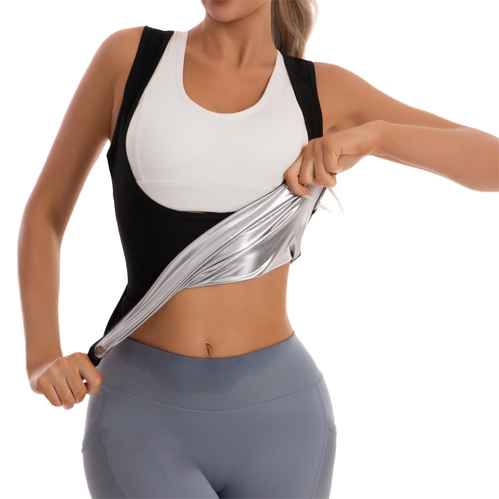 Dokelovy Sauna Suit Waist Trainer Vest for Women Belly Fat,Slimming Waist Trimmer Body Shaper Vest,Sweatsuit Workout Shirt