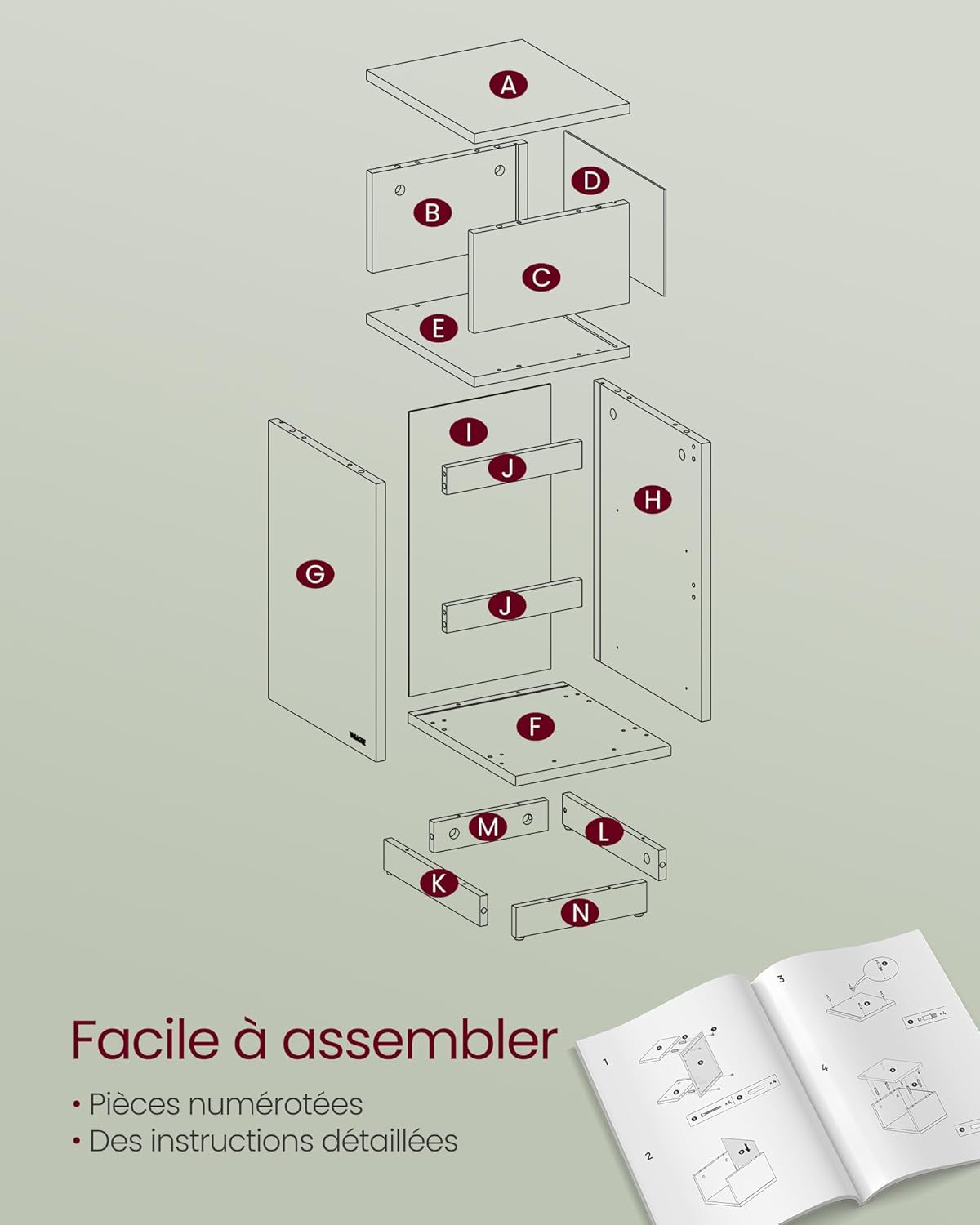 Keskeny éjjeliszekrények, 2 darabos szett,2 fiókkal balra vagy jobbra szerelhető, felhő fehér