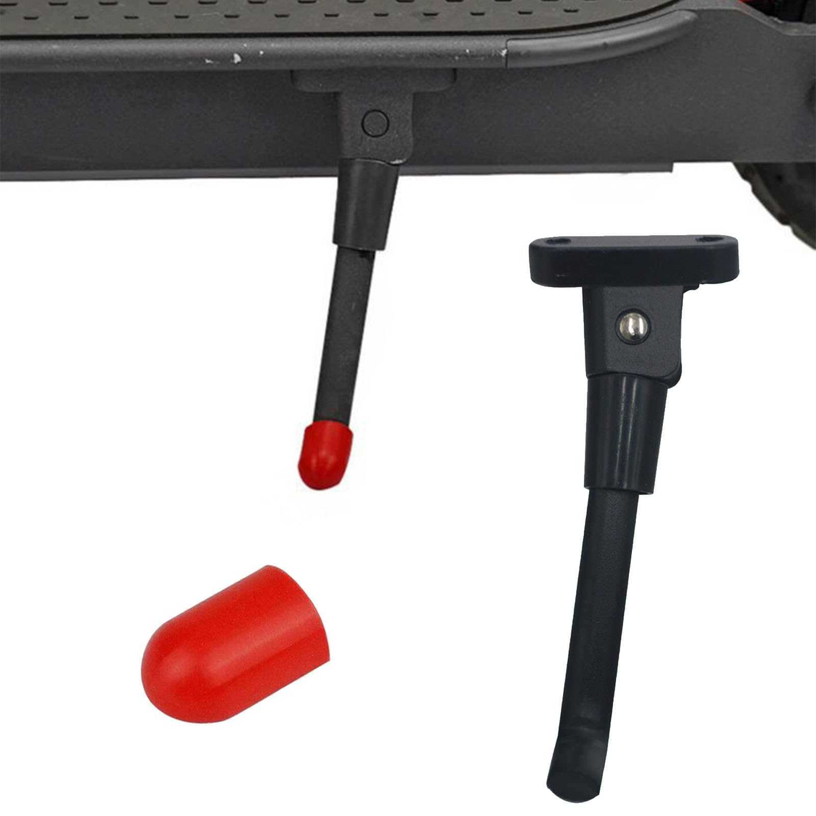 Béquille Trottinette Cutiolly Pour Xiaomi M365 - Alliage Alu Noir + 4 Autocollants Réfléchissants Jaunes - Montage Facile