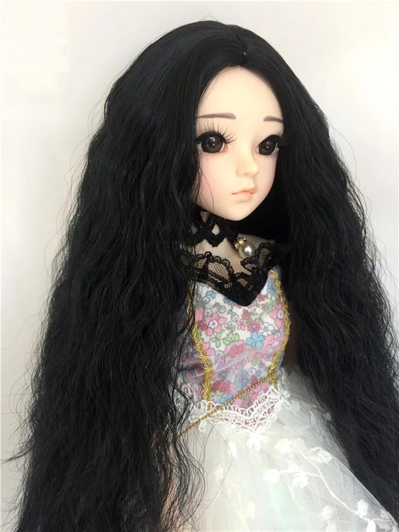 Perruque seulement pour BJD cheveux bouclés noir intense 6-7 pouces taille 1/6