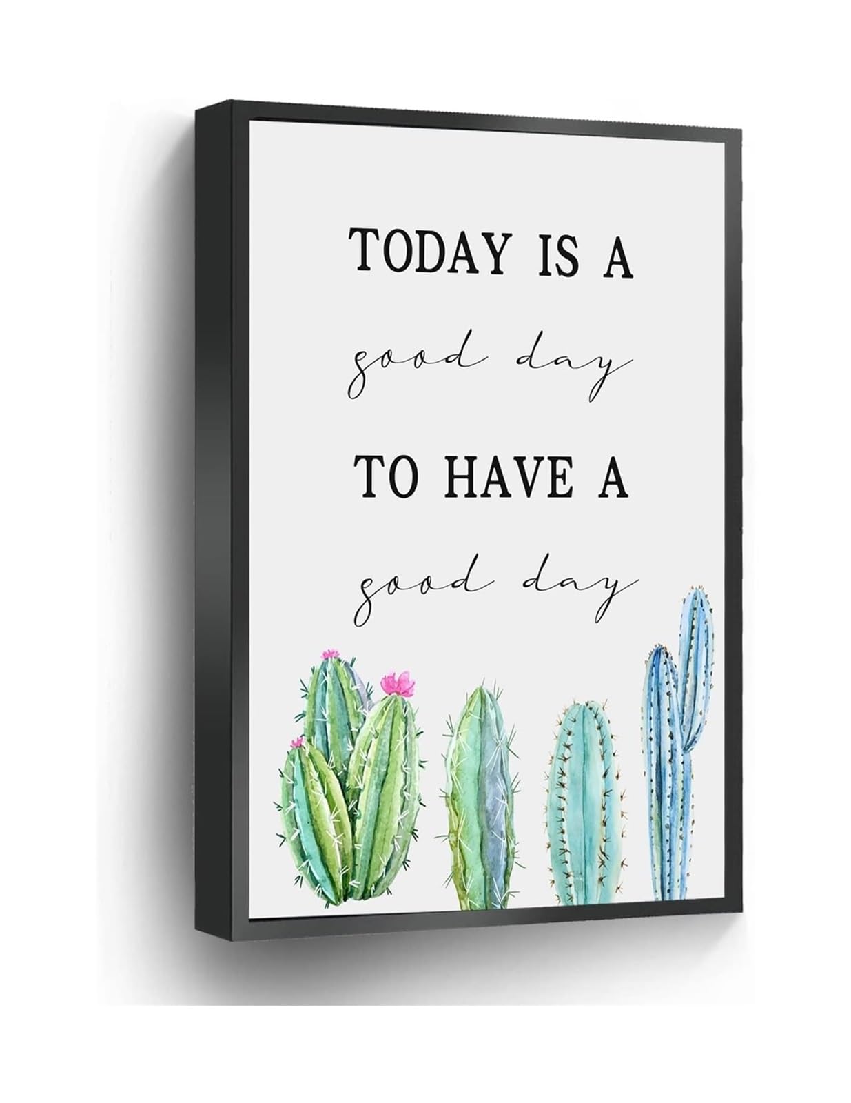 MDBJTCYZN Watercolor Cactus Wall-Art Canvas Print Today Is A Day For A Day Motivational Quote Poster