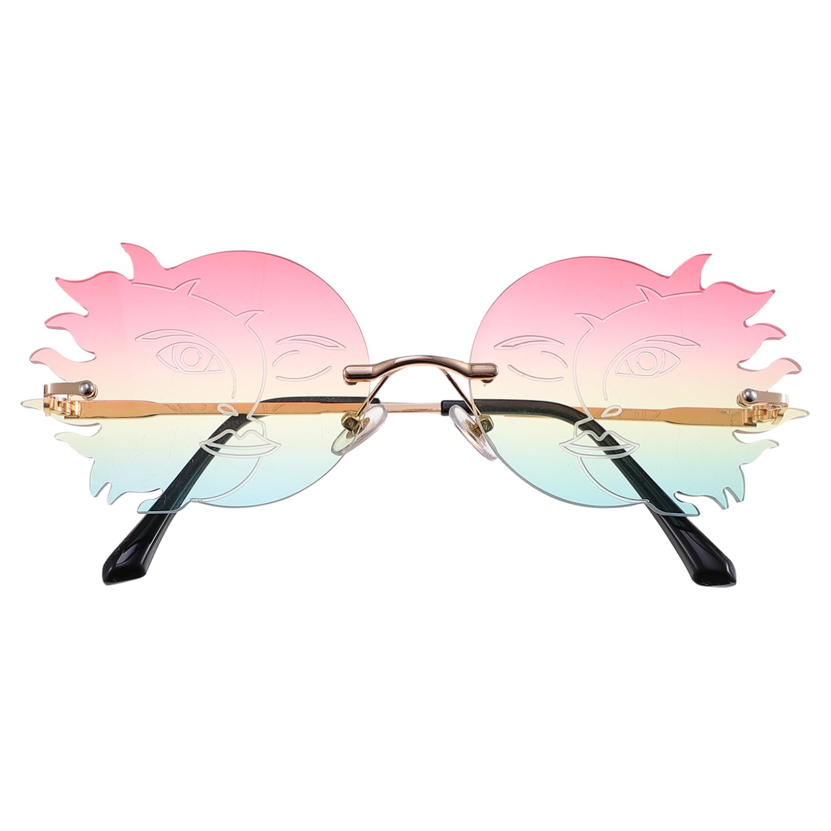 FRCOLOR Unique Polygonal Moon Sunglasses Polarized Square Frame Glasses for Outdoor Activities