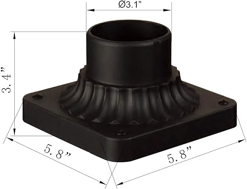 Miniatura 2 de LIT-PaTH Base de montaje de poste para exteriores, base de montaje en muelle con acabado negro mate, paquete de 2