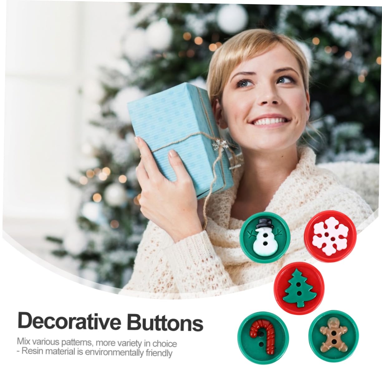Operitacx 150pezzi Bottoni Decorativi Di Natale Resina Per Cucito Fai Da Te Bottoni Fondo Piatto Per Progetti Artigianali Per Maglioni e Cappotti
