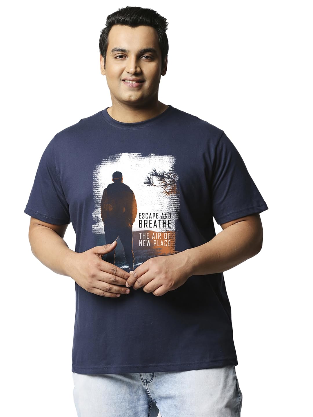 Men's Graphic Print Regular Fit Half Sleeve Round Neck Cotton Plus Size T-Shirt-image-20