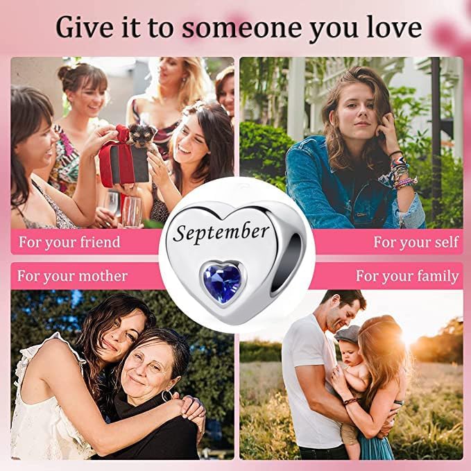 NanMuc Birthstone Charm for Pandora Bracelet 12 Months Color Love Heart Crystal Birthday Bead for Sister Friend - Image 4