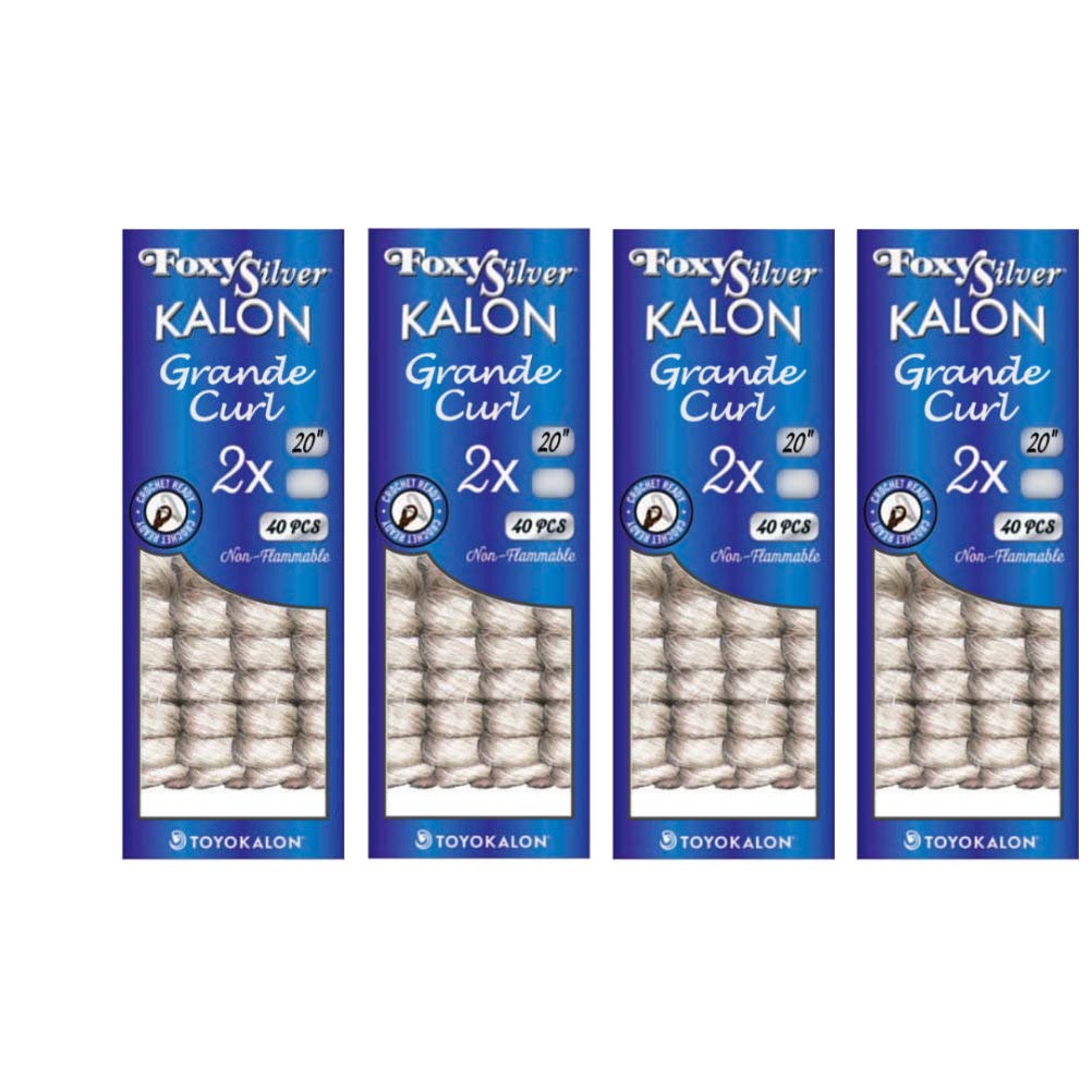 Foxy Silver (Foxy Braid - Grande Curl 20-4 Packs) - Synthetic Crochet Braiding Hair in 51