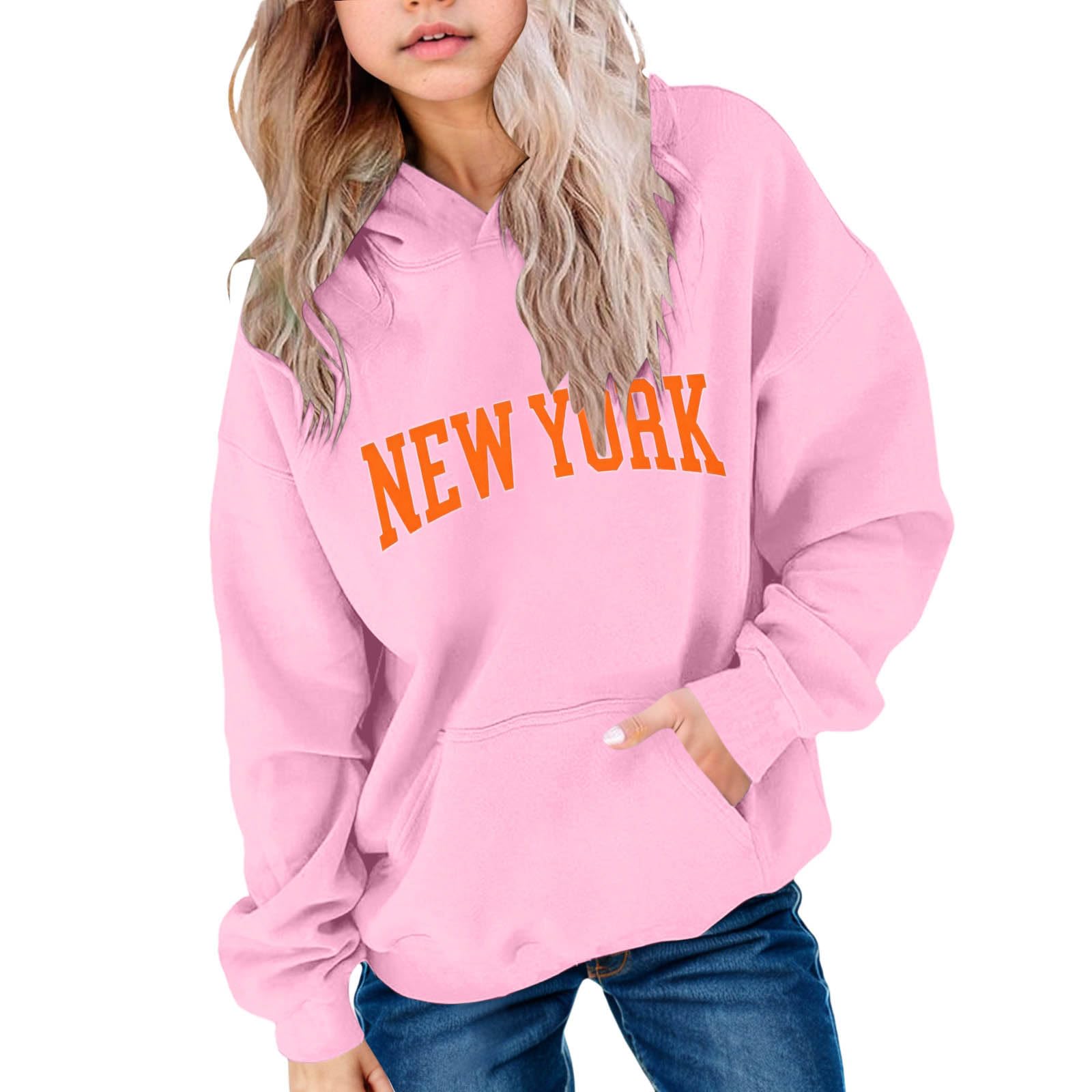 Felpa con Cappuccio alla Moda per Ragazze con Stampa di Lettere, Taglie Medie e Grandi. Felpa Comoda e Casual per Ragazze. Scuola Bambina