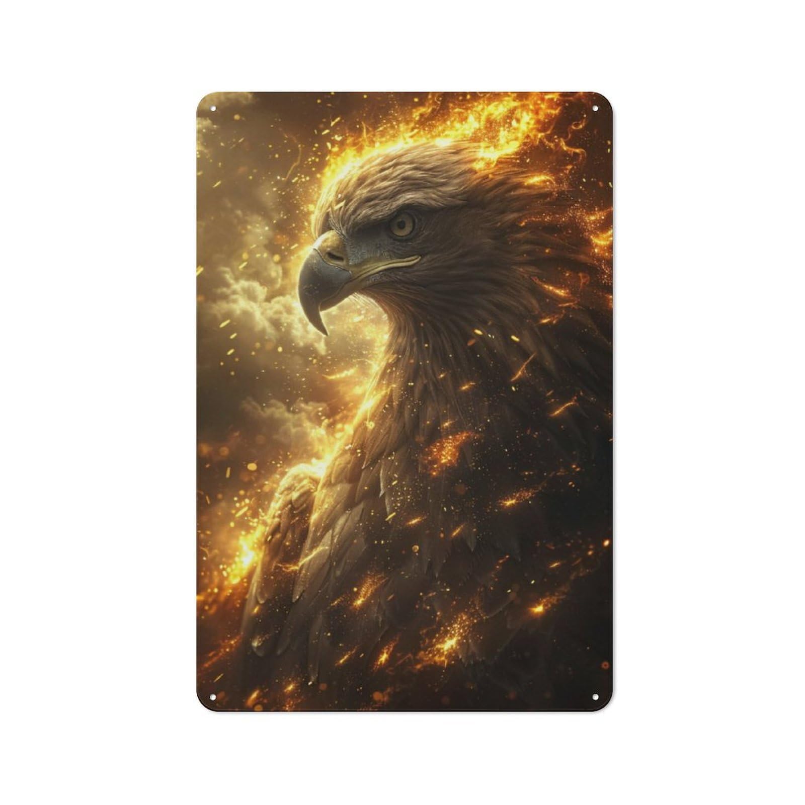 Junmoney Golden Eagle Industrial Metal Wall Decor 30X20cm, Metal Wall Sign For Tool Room, Garage, Studio Or Home Bar