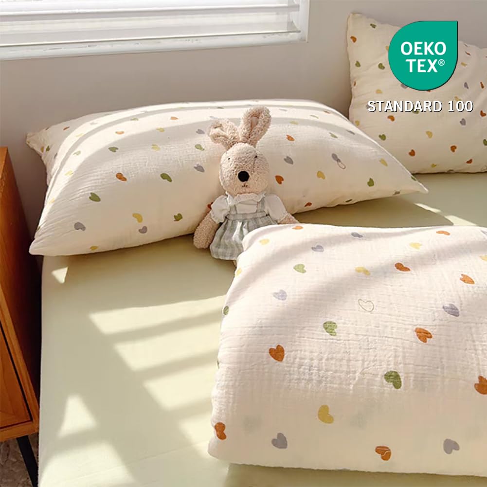 AShanlan Kinderbettwäsche 100x135 Baumwolle Musselin Bettwäsche Mädchen Oeko-TEX zertifizierte Bettbezug mit Reißverschluss