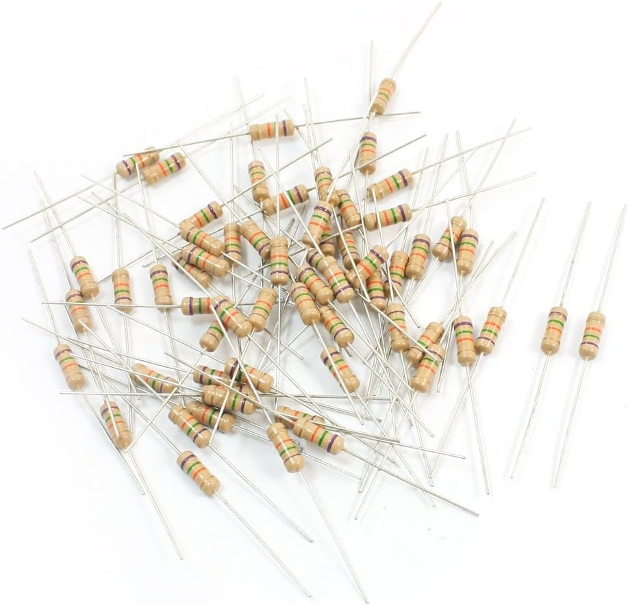Aexit 60PCS 75K Fixed Resistors Ohm 1W 4Color Ring axial
