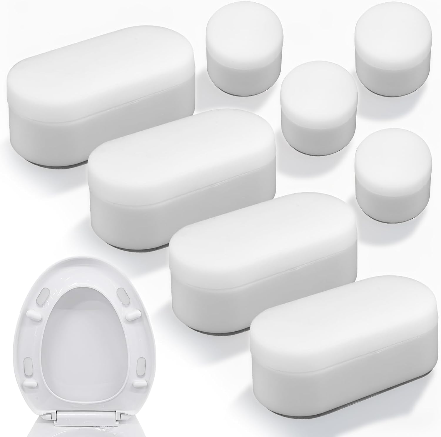 8 Pack Toilet Seat Bumpers Bumpers Toilet Seat Spacer Self Adhesive Toilets Seats Pad Replacement Self Adhesive Toilets Seats Parts for Home, Hotels (White)