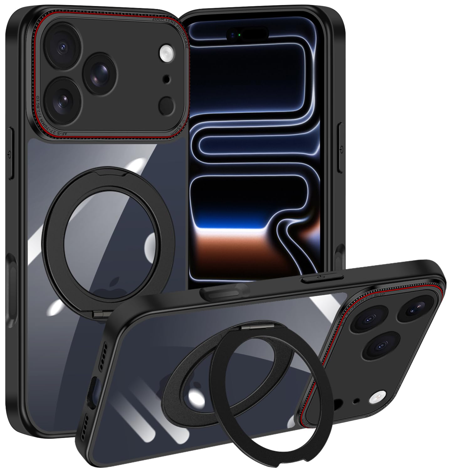 [iPhone17 Pro]360°回転 マグネティックスタンドケース クリア Amazon.co.jp: iPhone 17 Pro 専用 ケース クリア 多機能360度回転