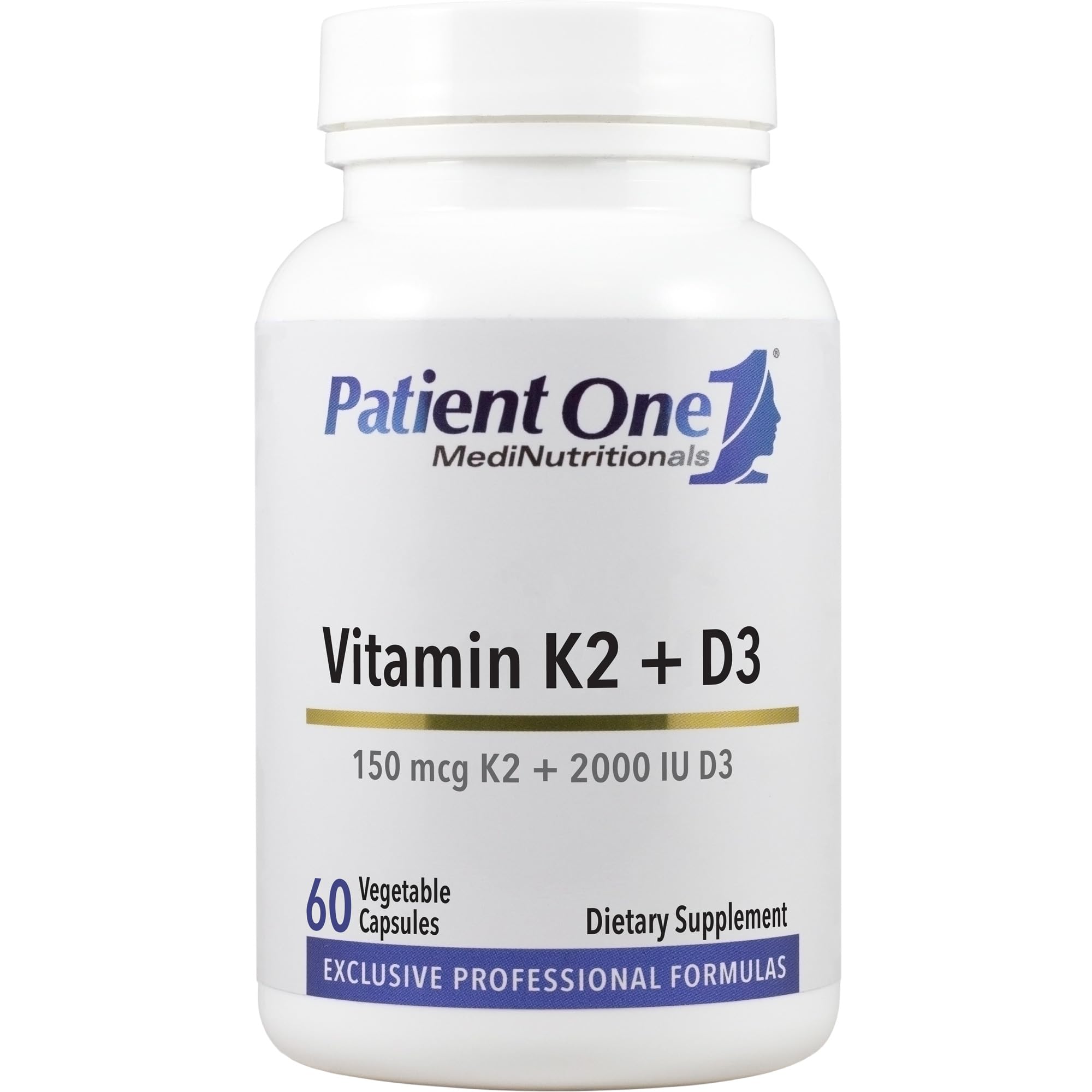 Patient One Vitamin K2 and D3 | Supplement to Support Bone and Heart Health* | with 150 mcg K2 (as MK-7) and 2,000 IU D3 | 60 Capsules