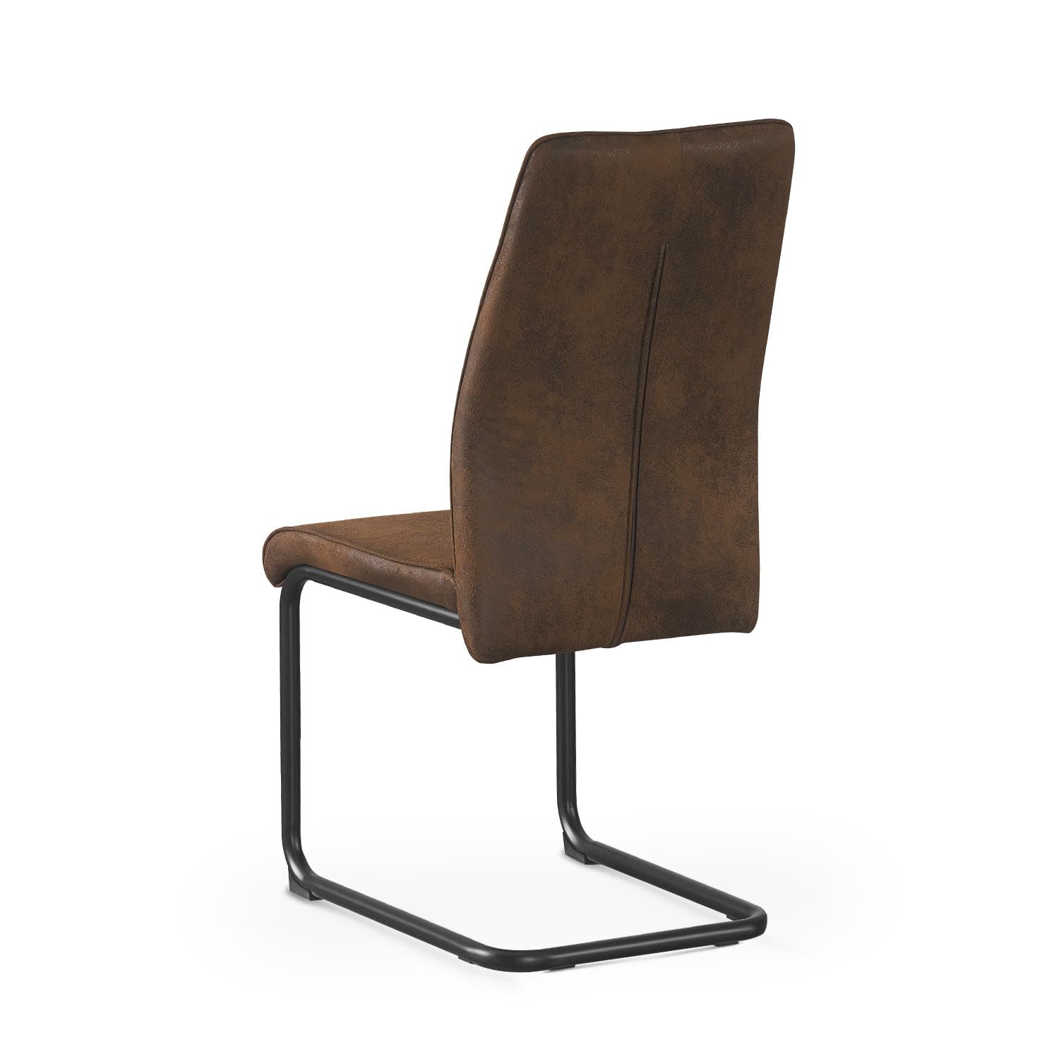 B&D home® Esszimmerstühle Theo 4er-Set – gepolsterte Freischwinger mit Rautensteppung, Wildlederoptik Braun, ergonomische Sitzfläche, schwarzes Metallgestell, Industrial Design für Küche & Esszimmer