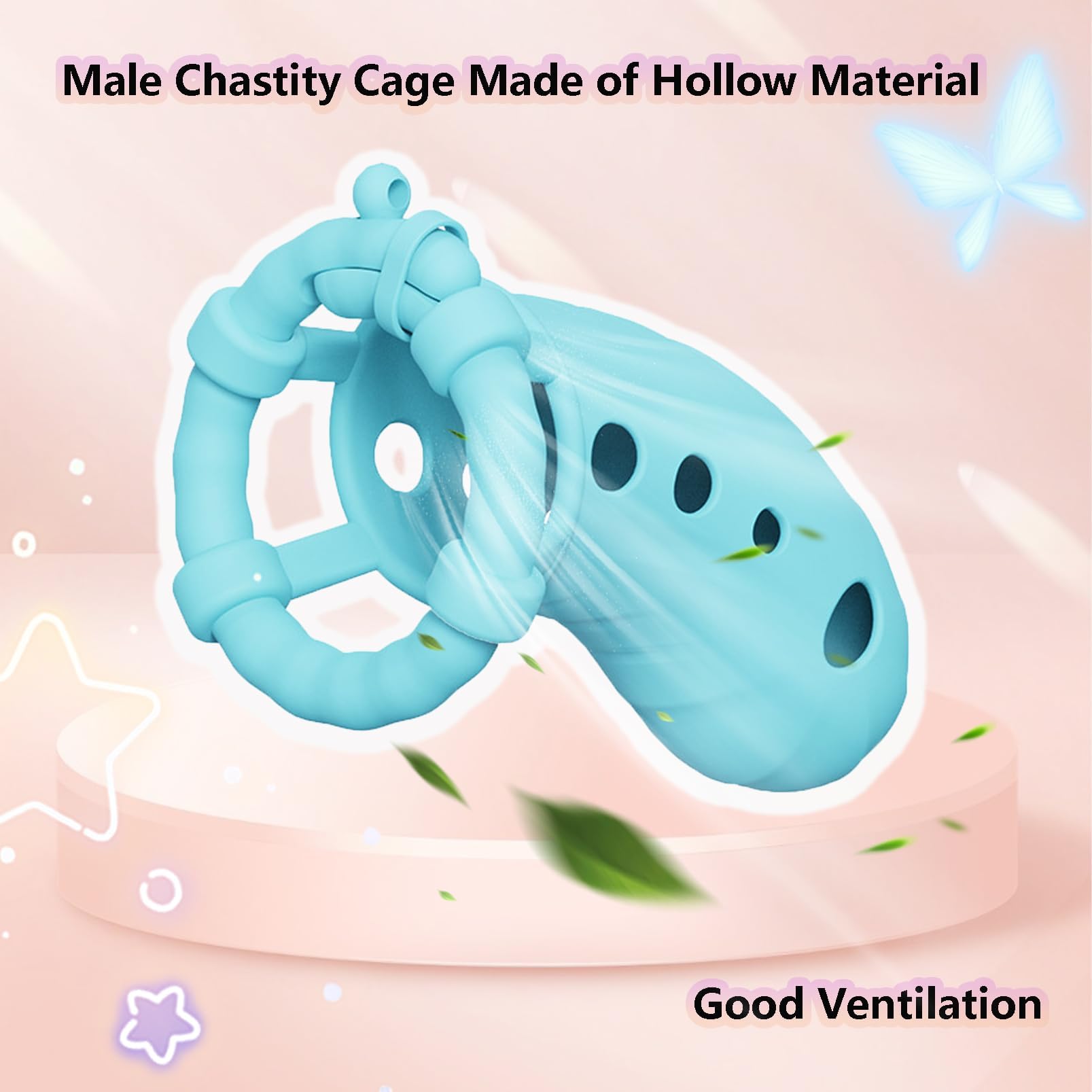 Giocattolo del sesso della gabbia del pene del silicone con 3 anelli di dimensioni diverse ventilato piccolo set di gabbia di castità gabbia del cazzo SM Fetish Bondage per gli uomini (Black)
