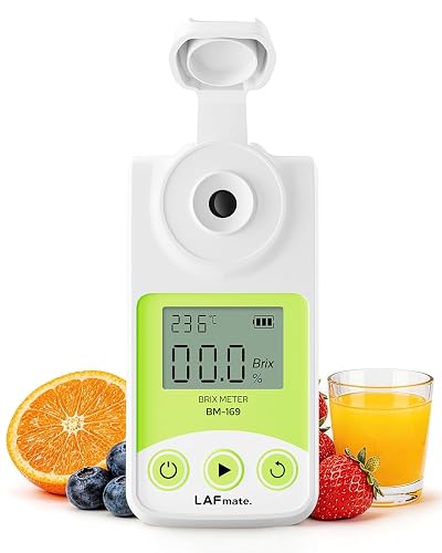 LAFMATE Digital Refractometer Range 0-55% Brix for Wine Making, Home Brewing, Brix Refractometer with ATC for Coffee, Juice,Fruit Brix Meter