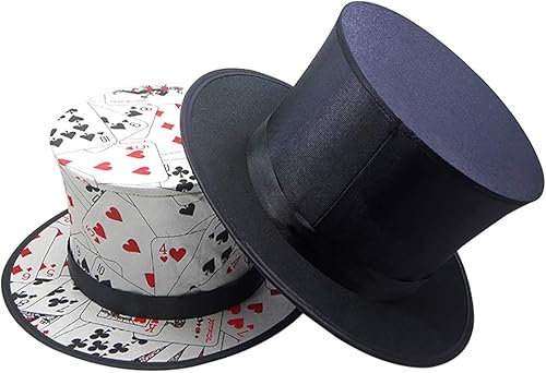 Miniatura 4 de Enjoyer Sombrero plegable para disfraz de mago, sombrero plegable, truco de magia divertido, sombreros de fiesta, accesorios de comedia (negro y