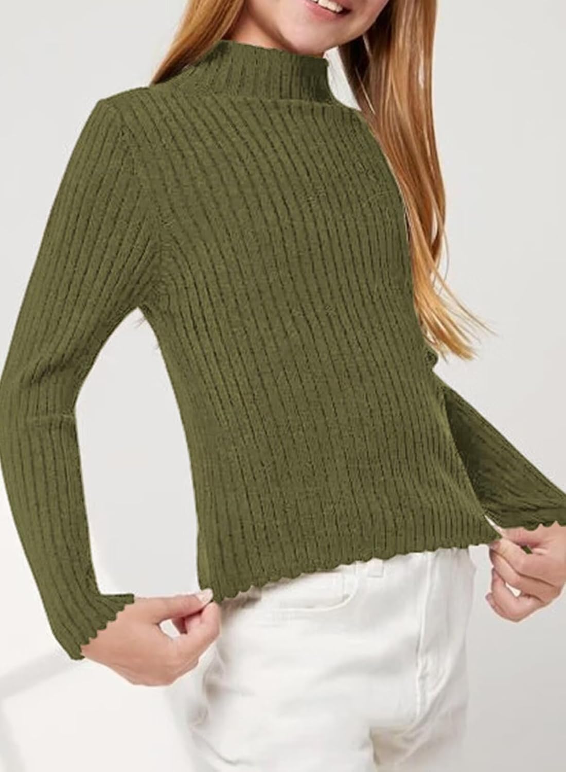 Girls Turtleneck Sweater Kids Casual Long Sleeve Knitted Slim Fit Pullover Tops 7-15 Years - Image 3