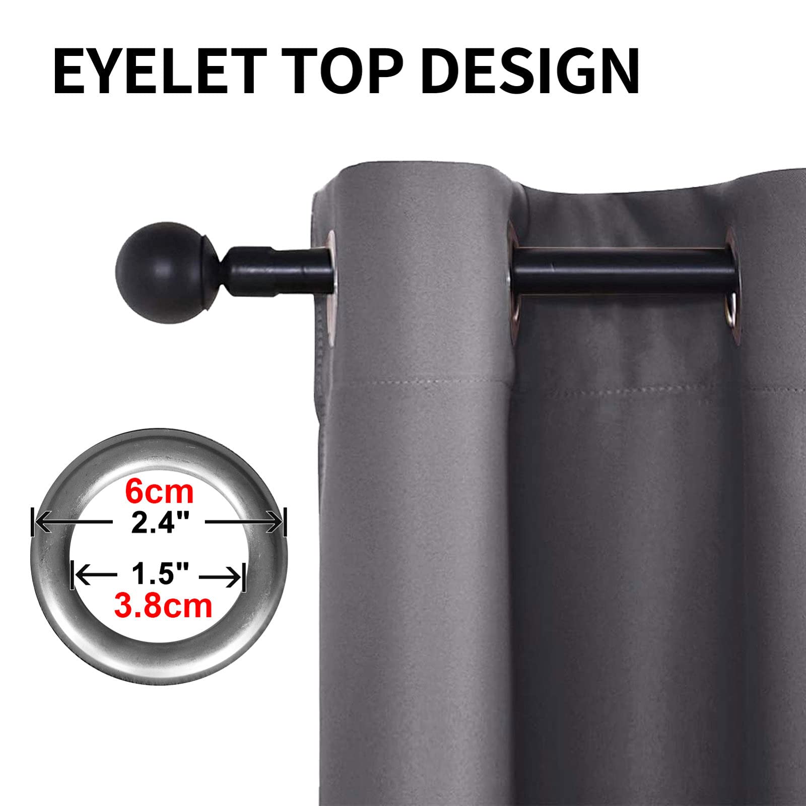Rideaux d'extérieur imperméables et anti-UV à isolation thermique avec œillets pour terrasse, tonnelle, porte de jardin - 1 panneau - Gris - 254 x 213 cm (l x H)