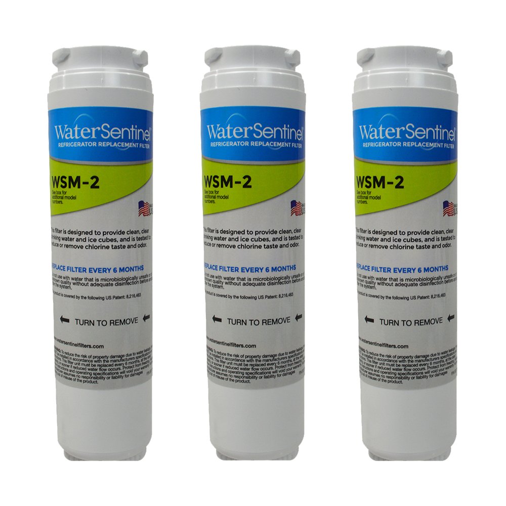 WaterSentinel WSM-2 Refrigerator Water Filter Replacement for Drinking Water Filtration, Fits Maytag, Whirlpool Refrigerator Water Filter 4 (3-Pack), Carbon Block