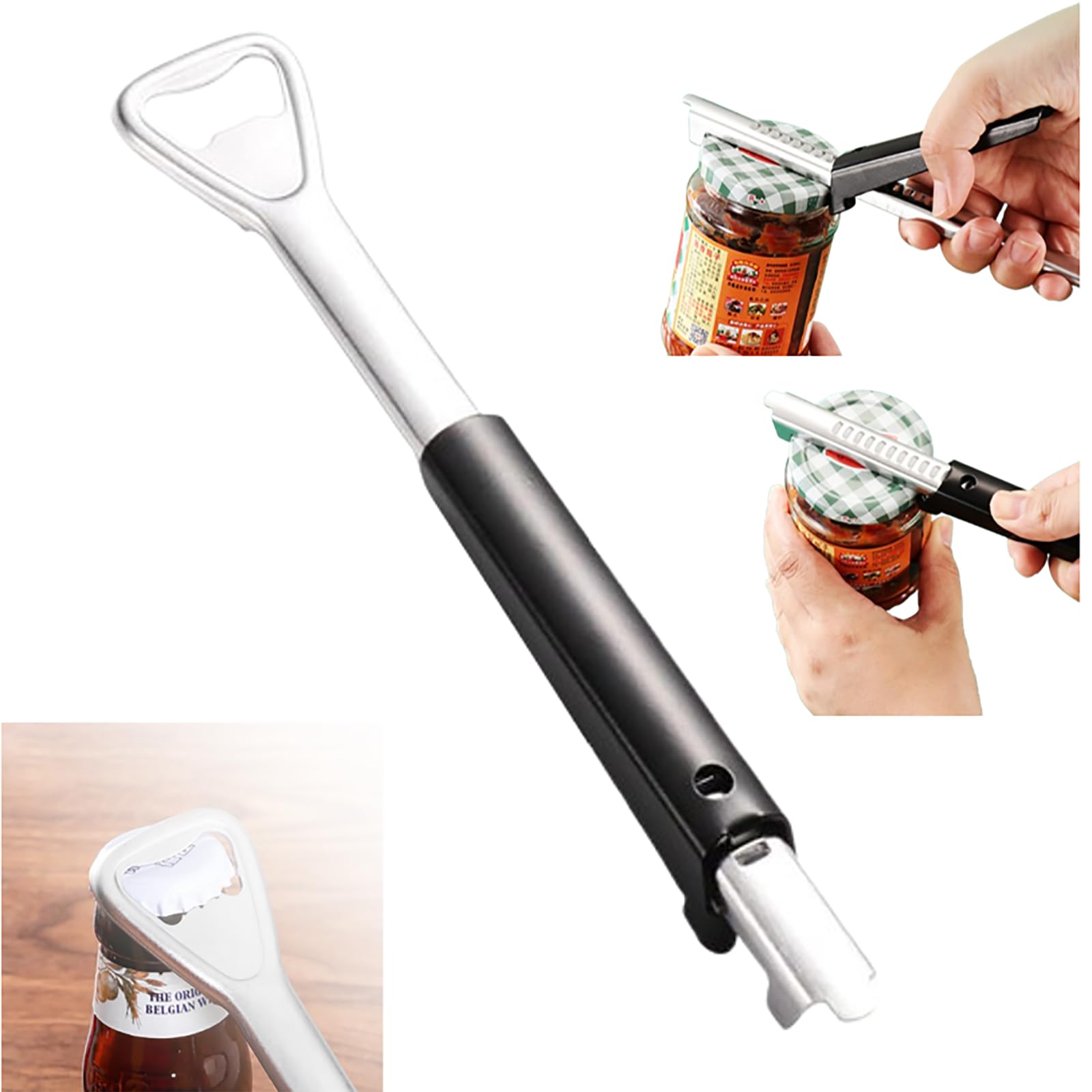 Adjustable Jar Opener for Weak Hands, 2 in 1 Adjustable Jar Opener Multi-function Can Opener Manual Lid Gripper Opener and Bottle Opener Tool for Home Kitchen Gadgets