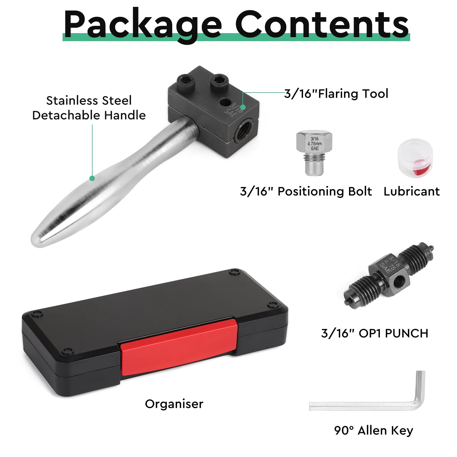 Set di Attrezzi Svasature Tubi Freno da 3/16" (4,75 mm) per Doppie Svasatura 45° SAE