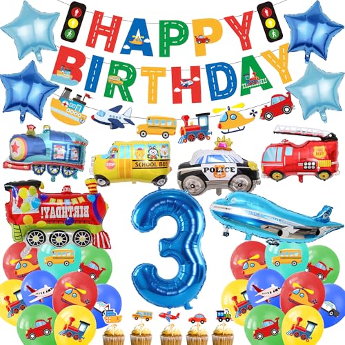 Kit anniversaire camion de pompiers et voiture pour garçon de 3 ans