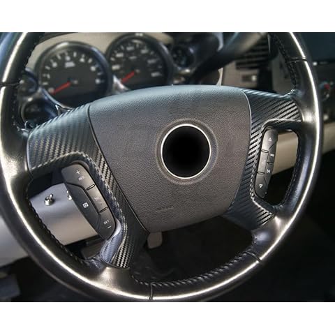 Decal Concepts Full Carbon Fiber Steering Wheel Spoke Overlay Decal Cover (Fits Select 2007-2013 Chevy GMC Models) Cover