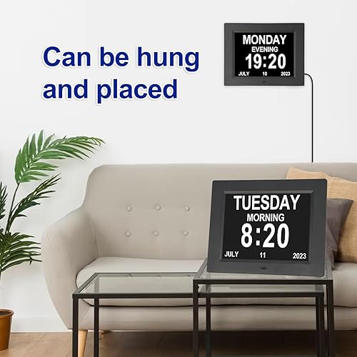 Miniatura 6 de Reloj con día y fecha para ancianos, demencia, reloj digital grande con calendario para personas mayores, pantalla grande (8 pulgadas)