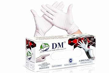 Latex Examination Gloves, Disposable, Non Sterile, Lightly Powdered, Medium Size, Pack of 50