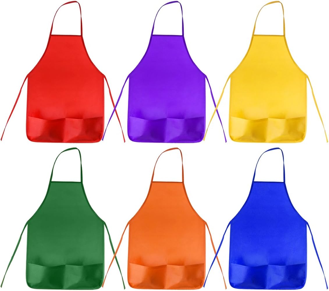2 Delantales De Pintura Para Niños De 6 A 8 Años – Impermeables, Ajustables, Con Bolsillo, Colores Azul Y Amarillo/azul Claro