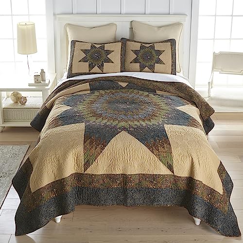 Donna Sharp King Bedding Set - 3 Piece - Forest Star Cotton Lodge Quilt Set With King Quilt And Two Standard Pillow Shams - Machine Washable #TOP1