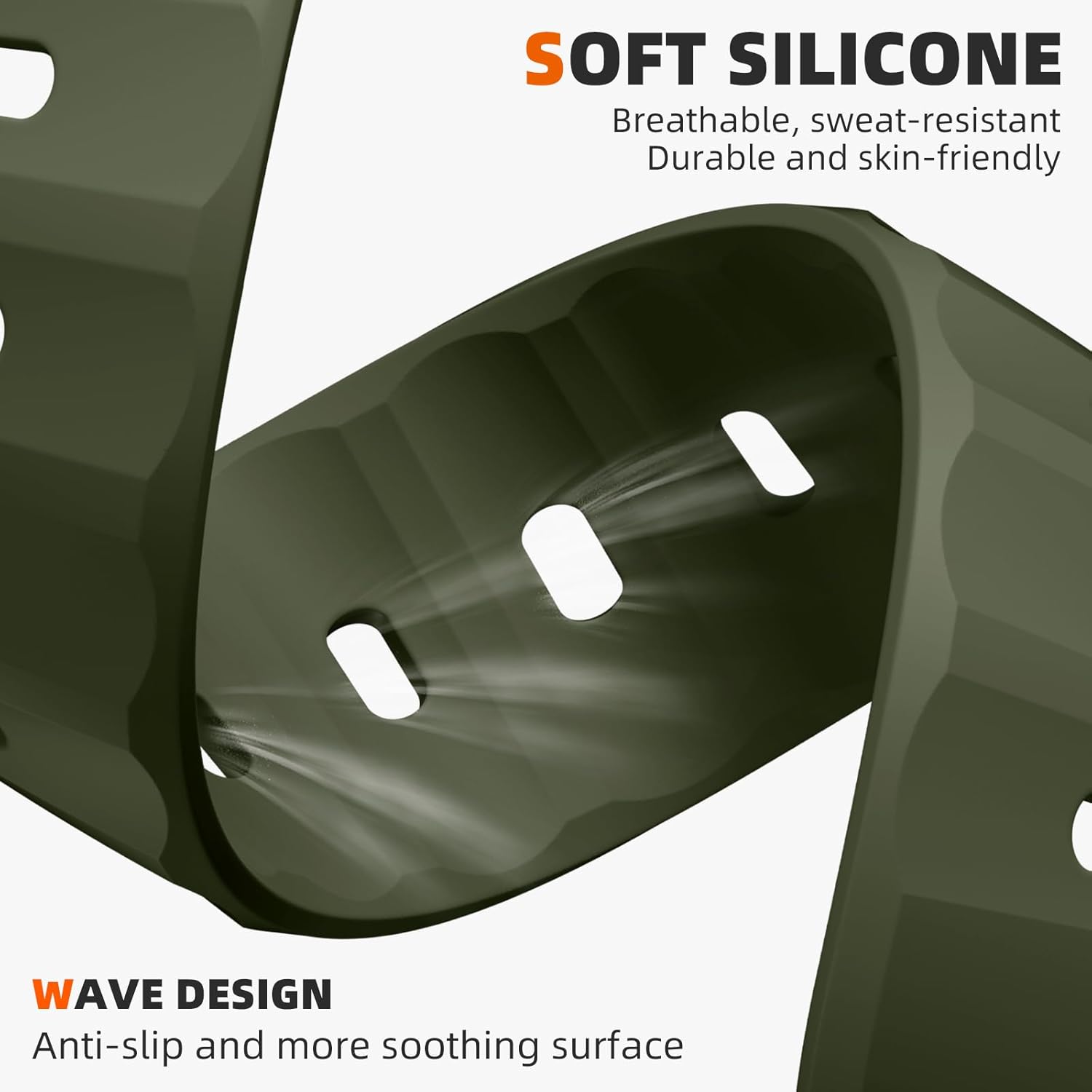 Wepro Sport Bands for Apple Watch Ultra 2 Ultra 3 Ultra Band 49mm 46mm 45mm 44mm 42mm for Men, Waterproof Soft Silicone Rugged Ocean Breathable Strap for iWatch Series 11 10 9 8 7 SE 3 2nd 6 5 4 3 2 1 - Image 4