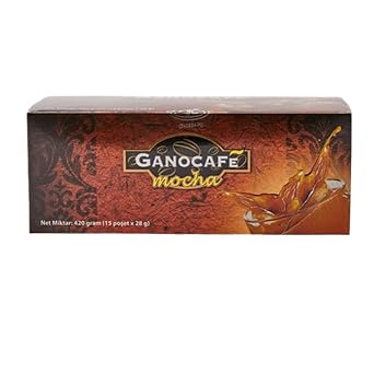 Gano Excel Mocha Instant Coffee with Ganoderma Lucidum Reishi Extract Mushroom Coffee Mix, Mocha Flavor, 1 Box 15 Sachets