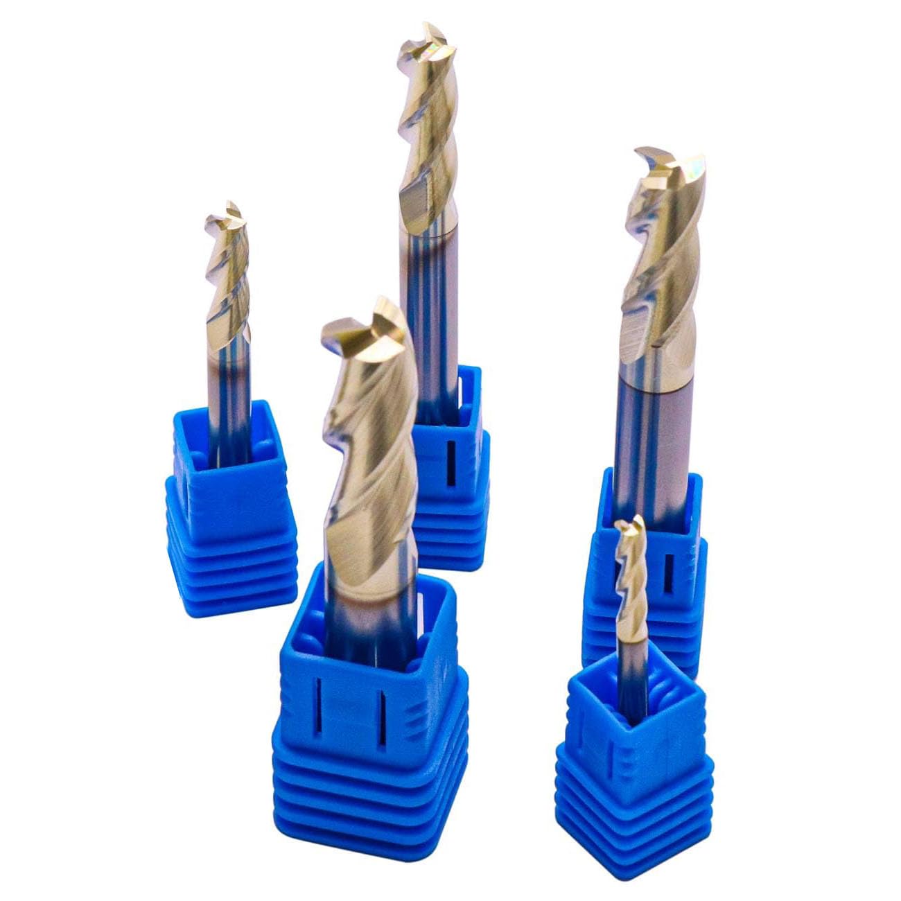 BestParts High Performance 5Pcs Solid Carbide End Mills 1/8", 3/16", 1/4", 5/16", 3/8" Set for Aluminum - ZRN Coated, 3 Flute, 37 Degree Helix, HRC55, End Mill Bit Set, CNC Router Bit, Square End