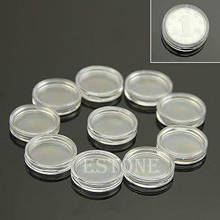 KOVIPGU 10 PCS Applied Clear Round Cases Coin Storage Capsules Holder Round Plastic 19mm