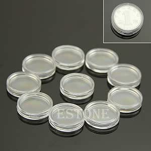 10Pcs Applicato Trasparente Rotondo Custodie Moneta Conservare